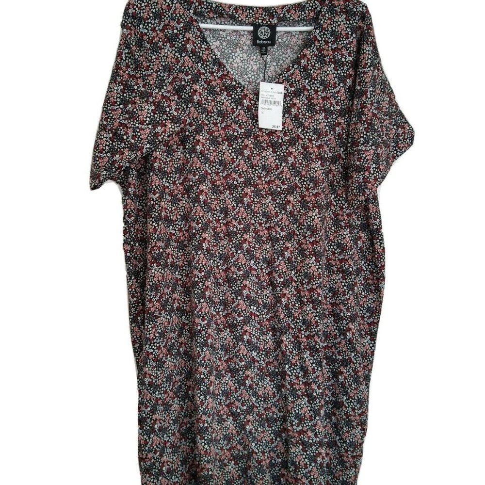 NWT Bobeau Size 1x Floral Print Marsala Ditsy 90s Dress